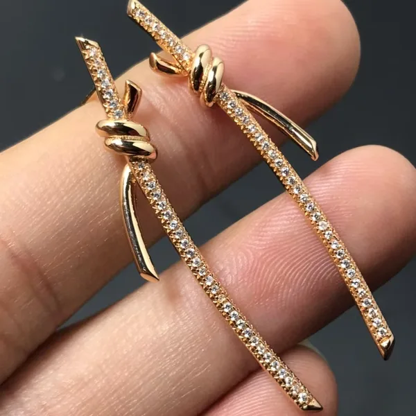 Tiffany & Co. Knot Long Drop Earrings Gold-Tone product view 3