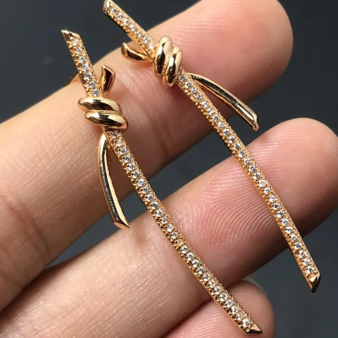 Tiffany & Co. Knot Long Drop Earrings Gold-Tone product view 3