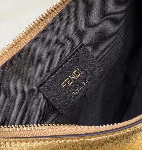 Fendi Fendigraphy Small Hobo Bag In Gold Metallic Leather product view 6