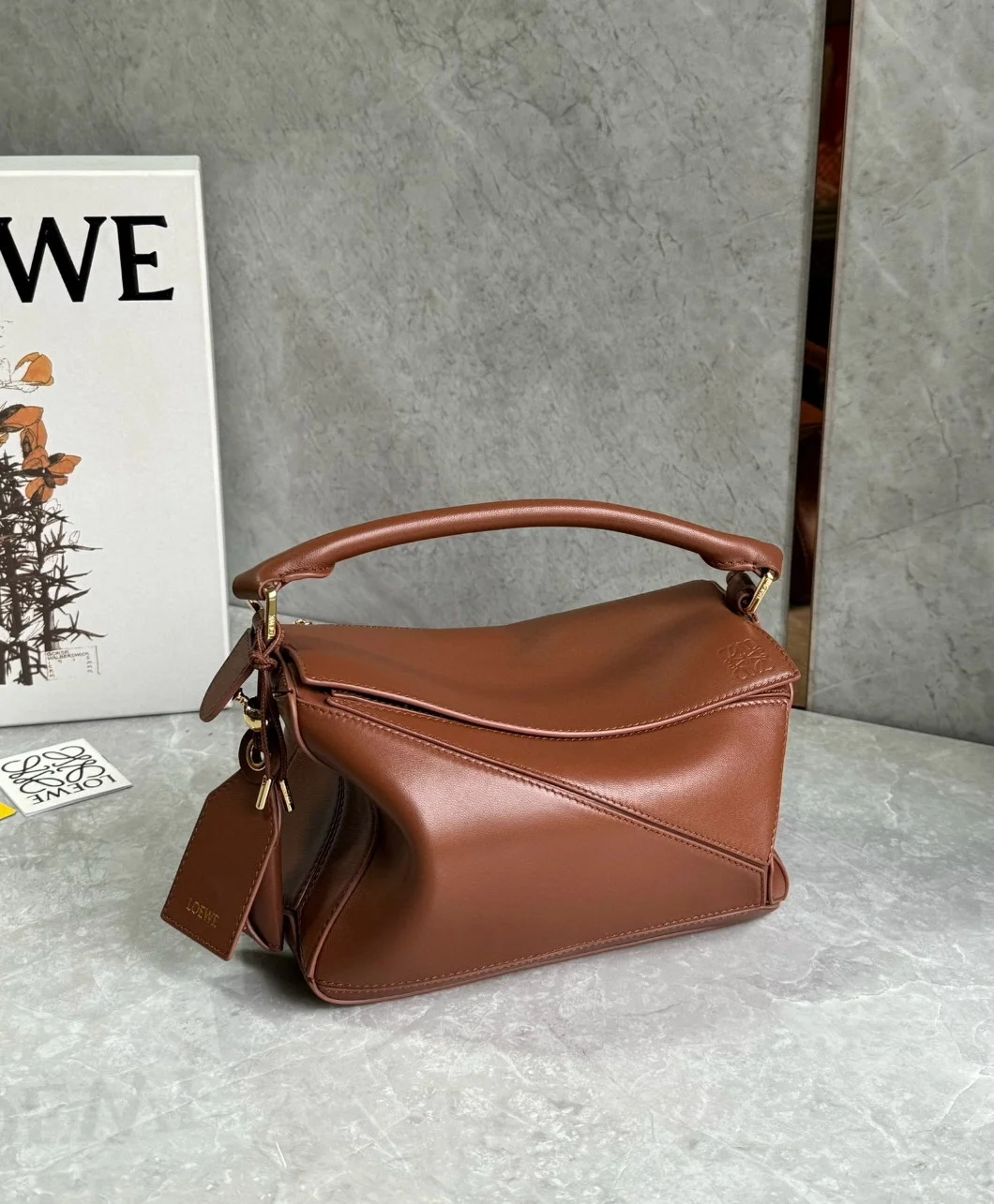 Loewe Featherlight Puzzle Small Bag in Pecan Nappa Lambskin product view 2