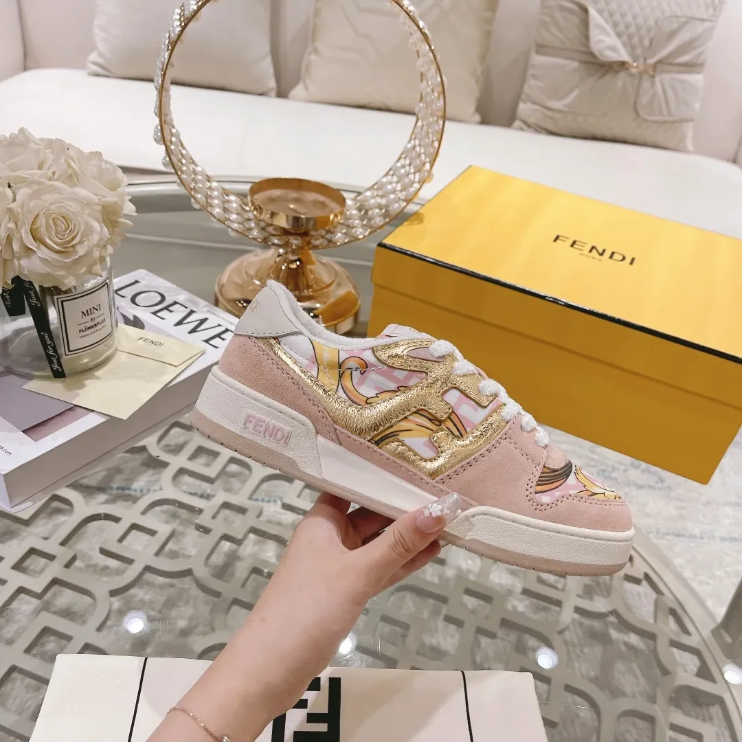 Fendi Match Pink Leather Sneakers product view 5