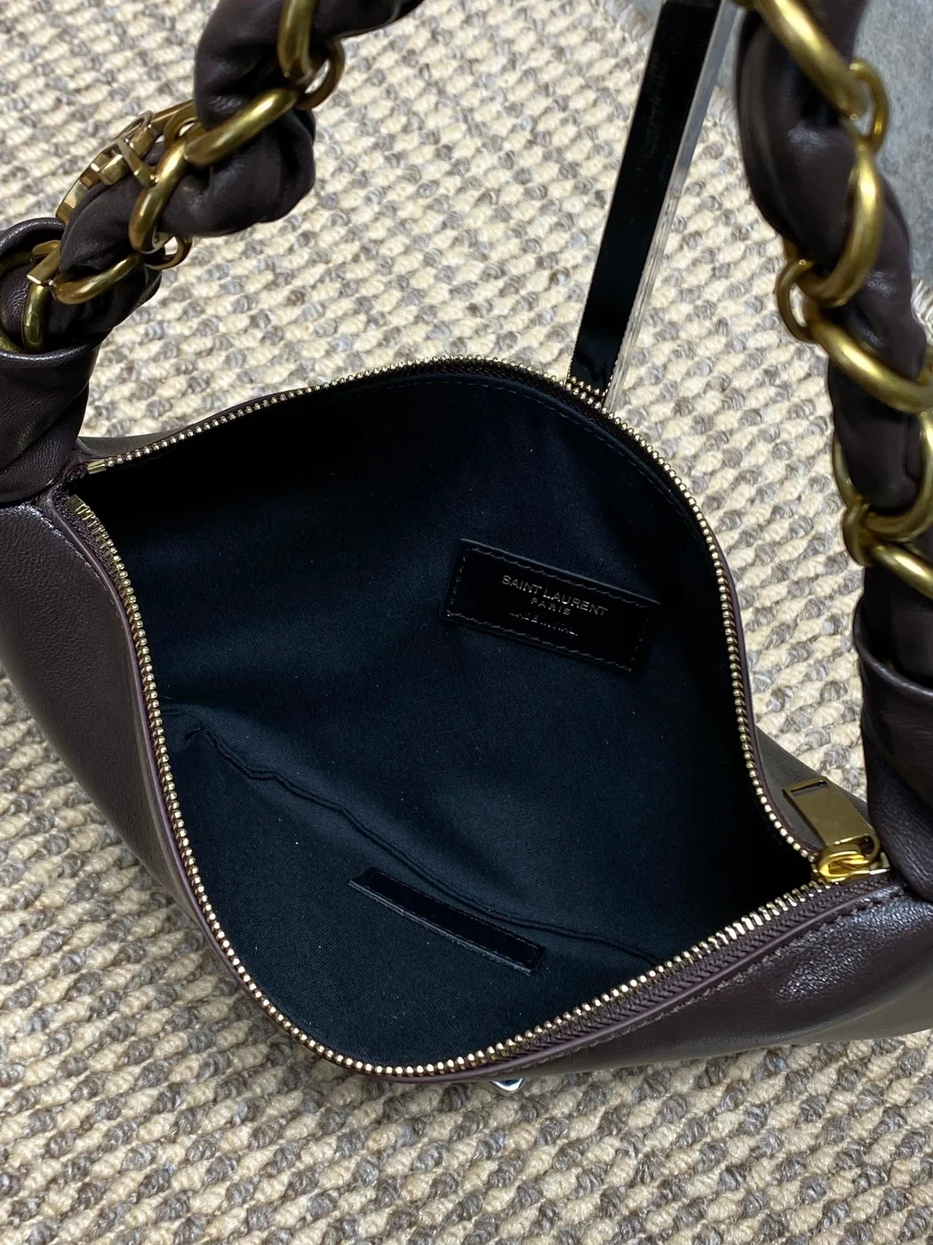 Saint Laurent Amalia Mini Hobo Bag — Dark Brown product view 7