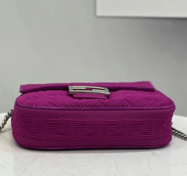 Fendi Baguette Chain Midi Bag In Fuchsia FF Fabric product view 3