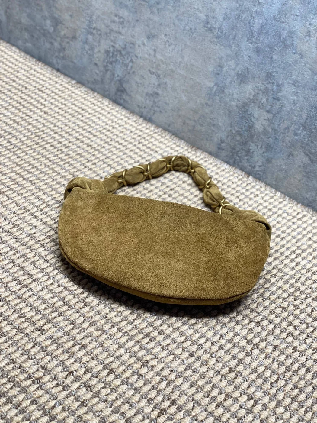 Saint Laurent Amalia Mini Hobo Bag — Olive Suede product view 4