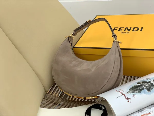 Fendi Fendigraphy Small Hobo Bag In Beige Suede Leather product view 8