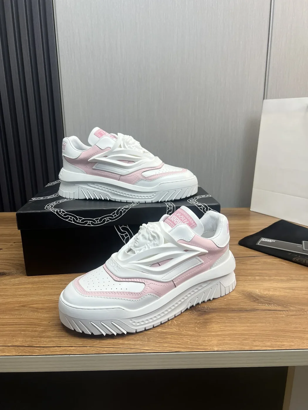 Versace Leather Sneakers White Pink product view 10