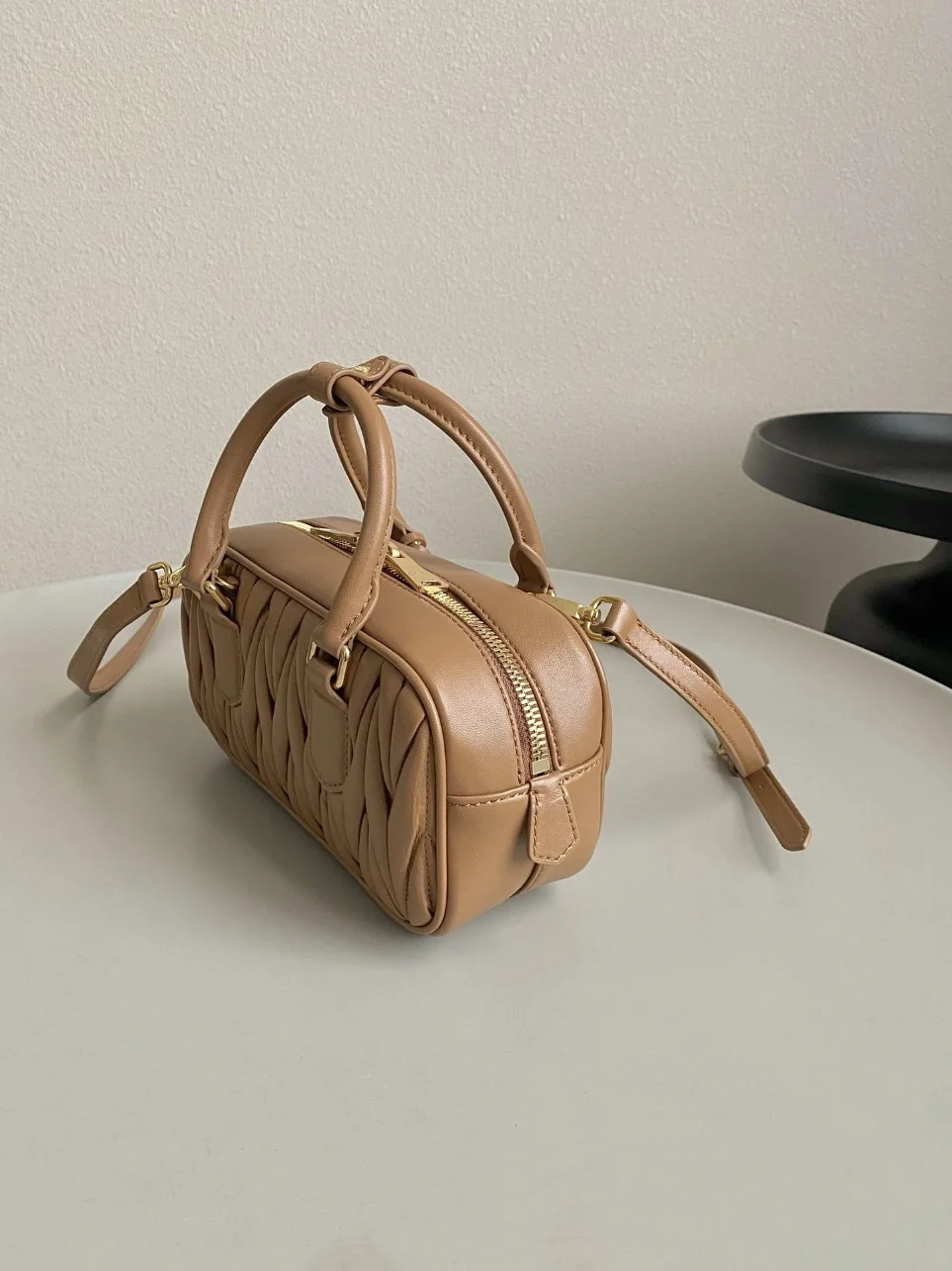 Miu Miu Arcadie Medium Bag in Caramel Matelasse Leather product view 5