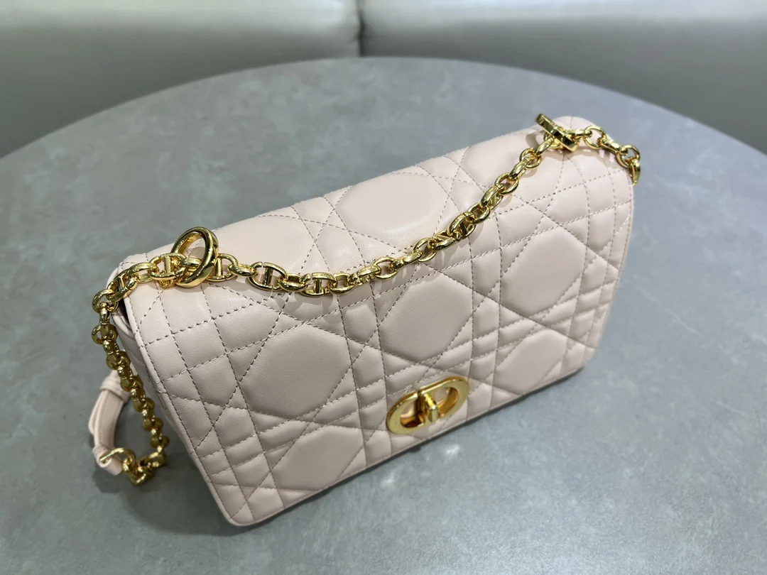 Medium Soft Dior Caro Bag — Beige with Gold-Tone Hardware product view 7