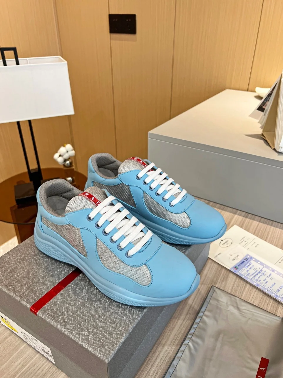 Prada America’s Cup Sneakers in Blue Rubber and Bike Fabric product view 6