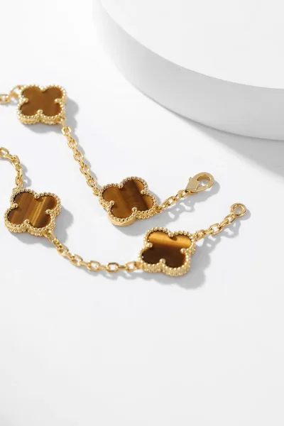Van Cleef & Arpels Alhambra Brown Ten-Motif Gold-Tone Necklace product view 7