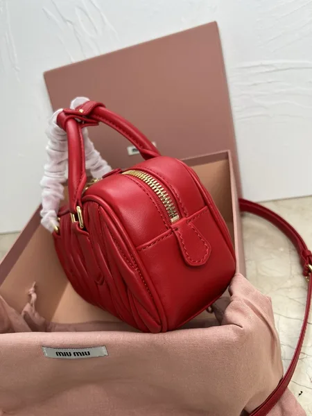 Miu Miu Arcadie Medium Bag in Red Matelasse Leather product view 4