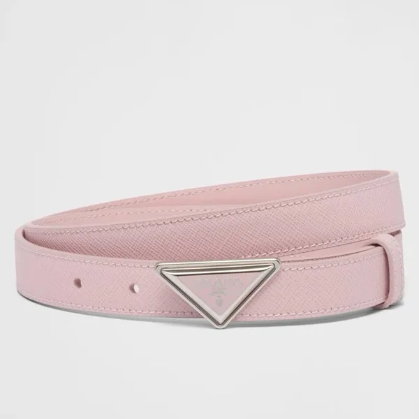 Prada Triangular Buckle Belt 25MM in Pink Saffiano Leather product photo