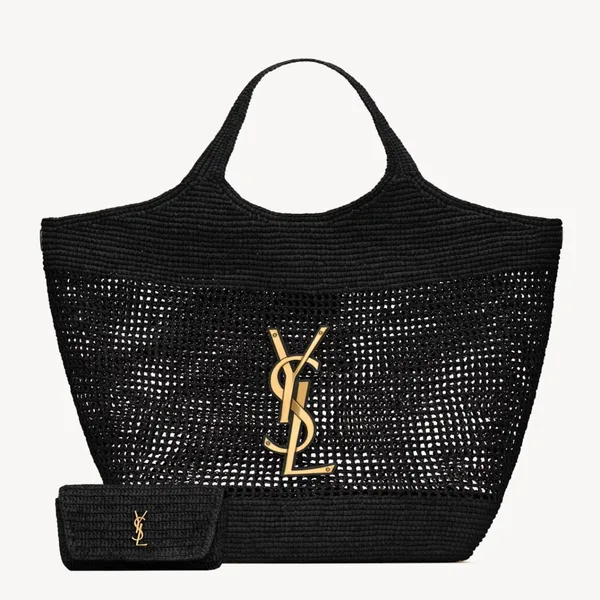 Saint Laurent Icare Maxi Tote Bag in Black Raffia product photo