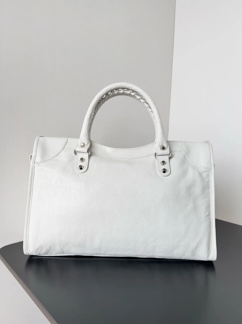Balenciaga Le City Medium Bag in White Arena Lambskin product view 3