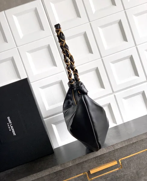 Saint Laurent Amalia Hobo Bag in Black Lambskin product view 4