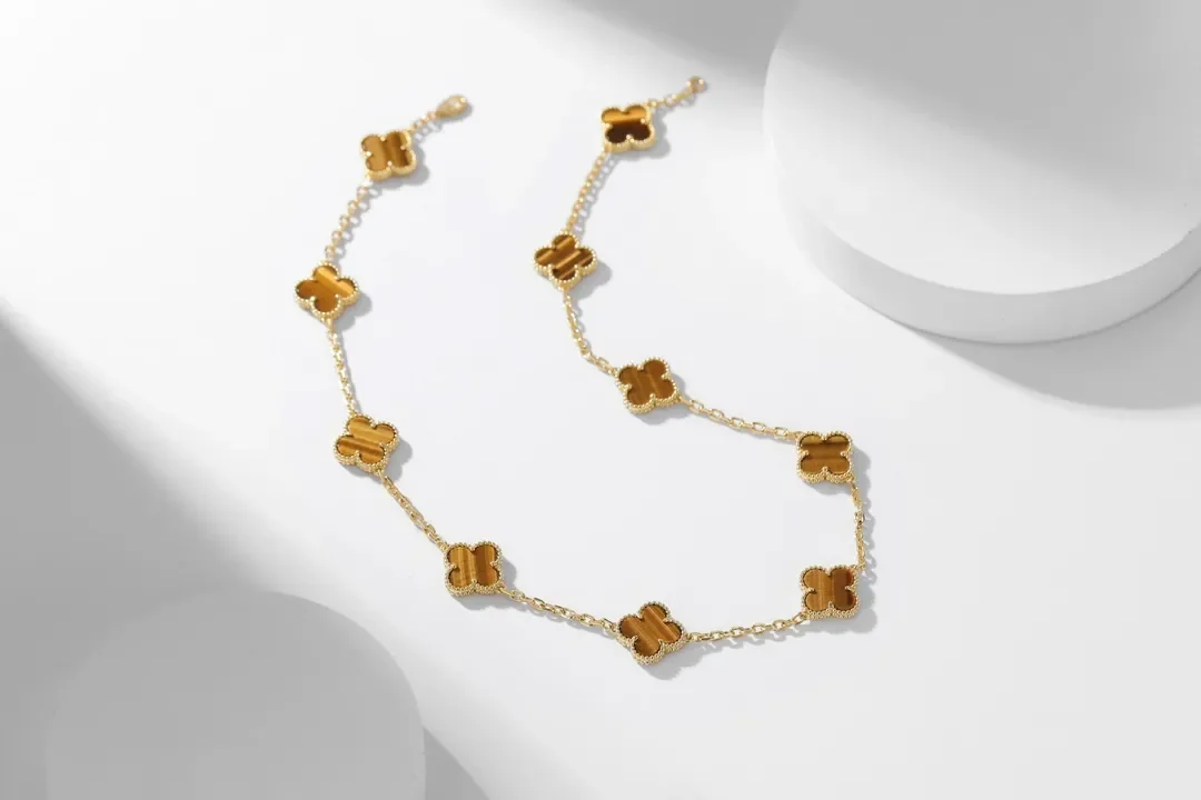Van Cleef & Arpels Alhambra Brown Ten-Motif Gold-Tone Necklace product view 1