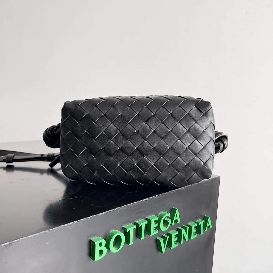 Bottega Veneta Small Loop Crossbody Bag In Black Intrecciato Lambskin product view 2