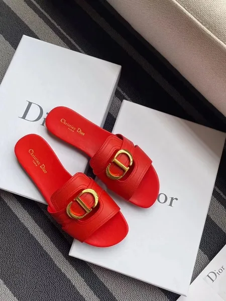 Dior 30 Montaigne Slides In Red Calfskin product view 4