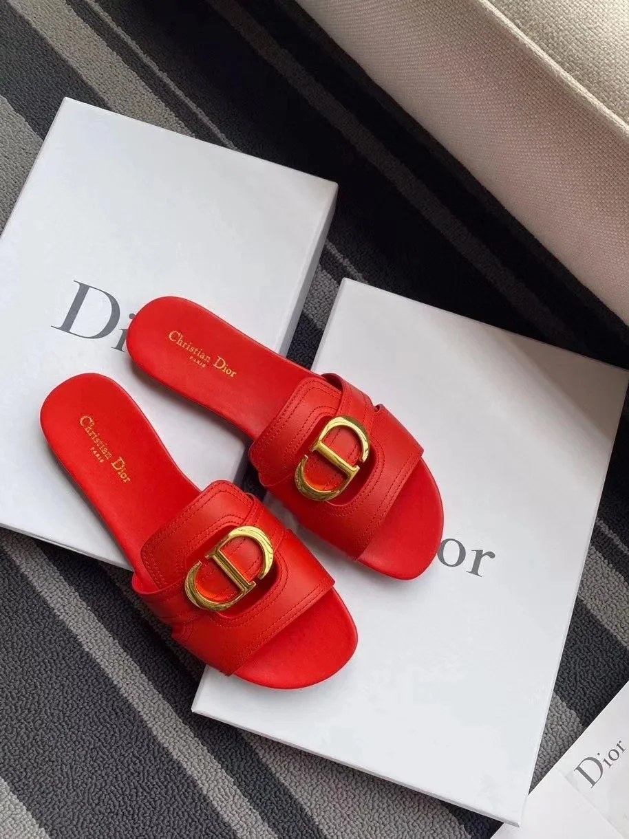 Dior 30 Montaigne Slides In Red Calfskin product view 4