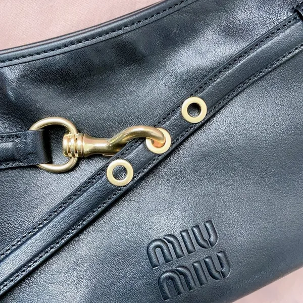 Miu Miu Aventure Small Shoulder Bag in Black Nappa Leather product view 10