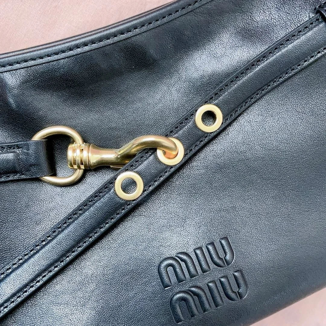 Miu Miu Aventure Small Shoulder Bag in Black Nappa Leather product view 10