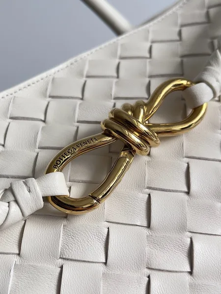 Bottega Veneta Andiamo Large Bag in White Intrecciato Lambskin product view 4