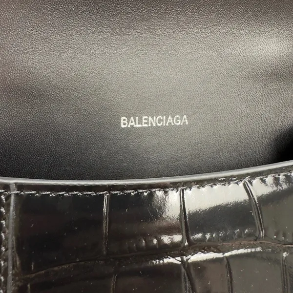 Balenciaga Hourglass XS Bag in Noir Croc-Embossed Calfskin product view 9