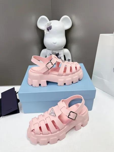 Prada Foam Sandals in Light Pink Rubber product view 2