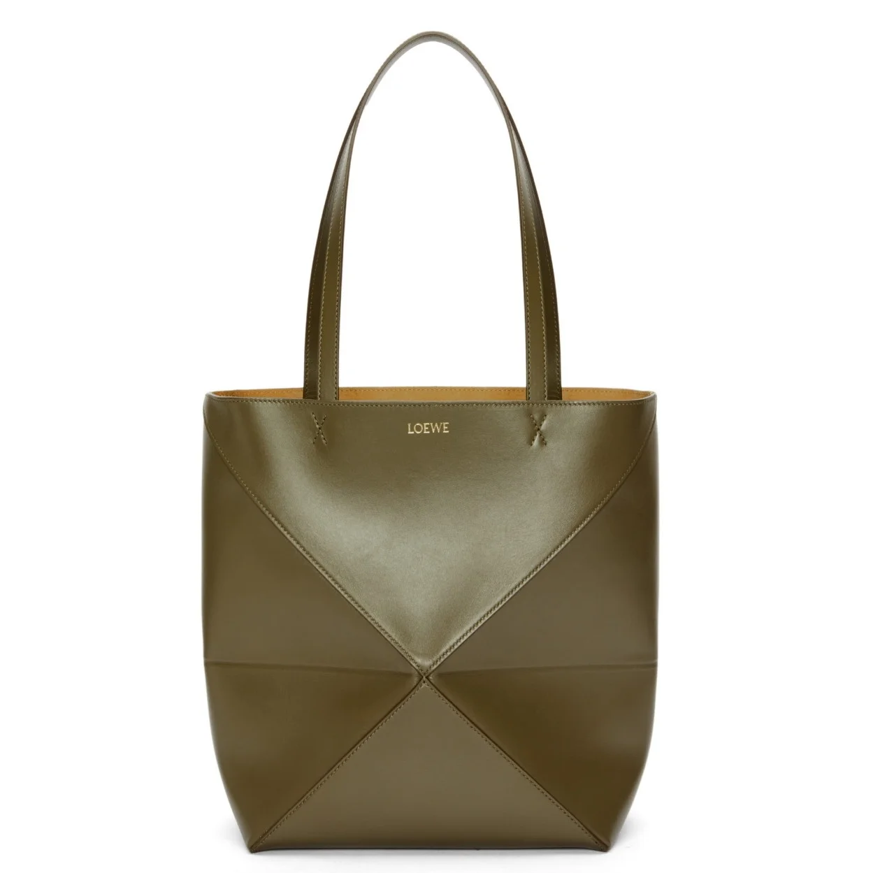 Loewe Large Puzzle Fold Tote Bag in Dark Green Calfskin product view 1