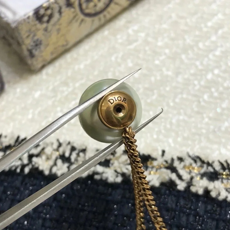 Dior Tribales CD Earrings In Antique Gold-Finish Metal and Pearl-Effect Details product view 4