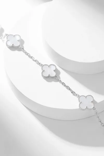 Van Cleef & Arpels Alhambra White Ten-Motif Silver-Tone Necklace product view 6