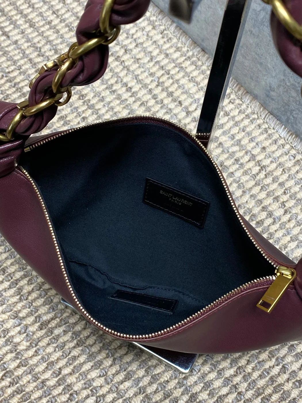 Saint Laurent Amalia Mini Hobo Bag — Burgundy product view 8