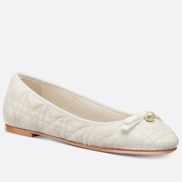 Dior Ballerina Flats in White Quilted Cannage Calfskin product photo