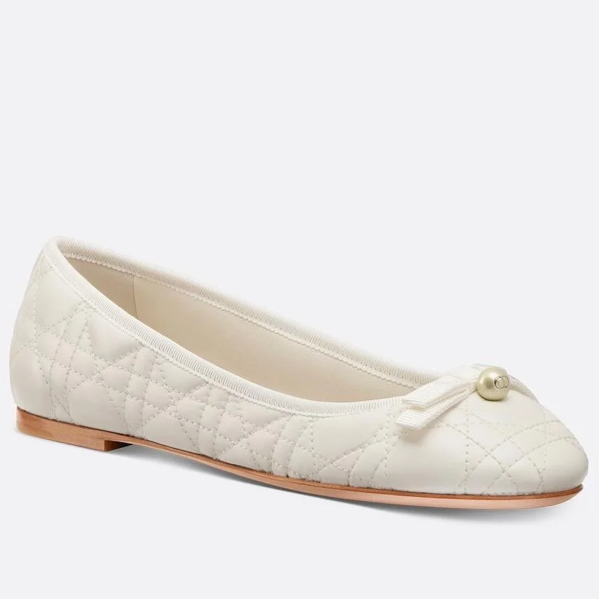 Dior Ballerina Flats in White Quilted Cannage Calfskin product view 1