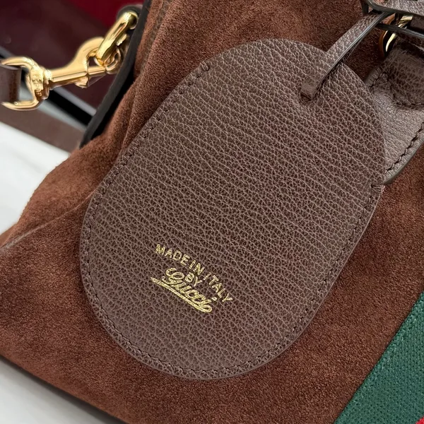 Gucci Borsetto Medium Boston Bag — Brown Suede product view 13