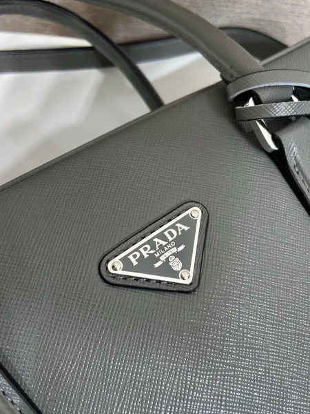 Prada Briefcase in Grey Saffiano Leather product view 9