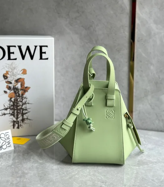 Loewe Compact Hammock Bag in Lime Green Satin Calfskin product view 3