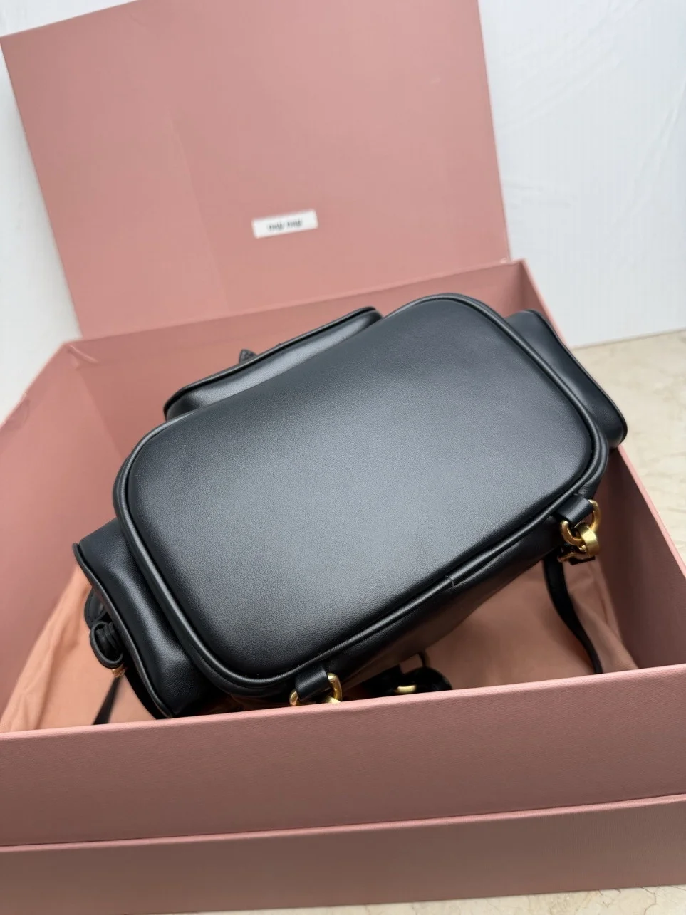 Miu Miu Small Backpack in Black Calfskin product view 2