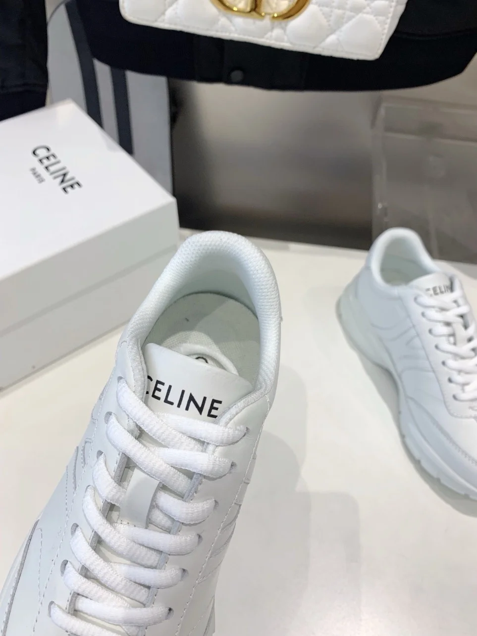 Celine Women’s Runner CR-01 Low-top Sneakers in White Leather product view 8