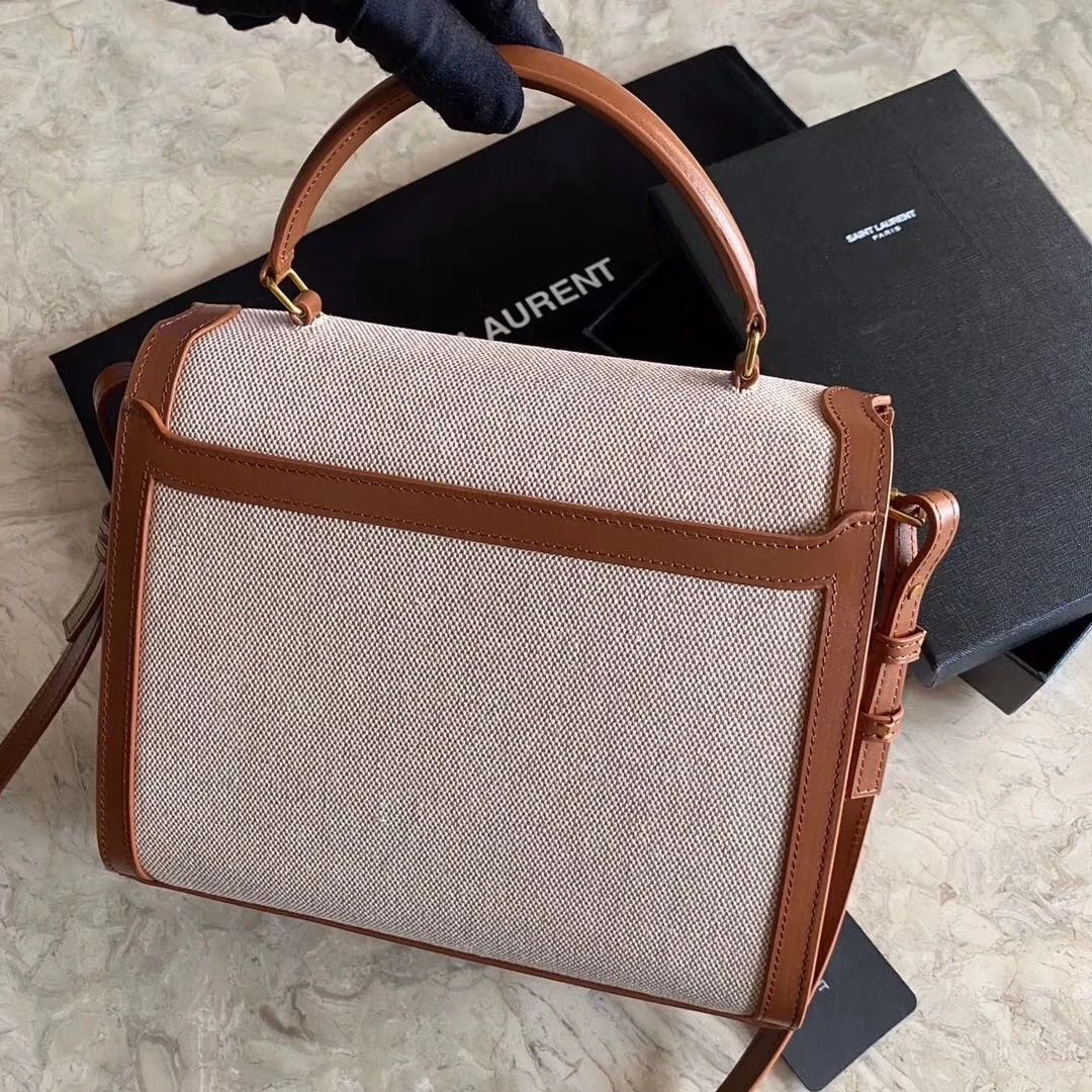 Saint Laurent Cassandra Medium Bag In Beige Canvas product view 3