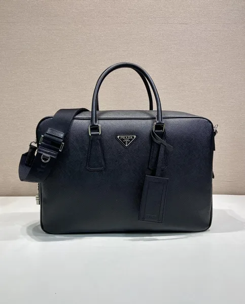 Prada Saffiano Leather Work Bag — Black product view 1