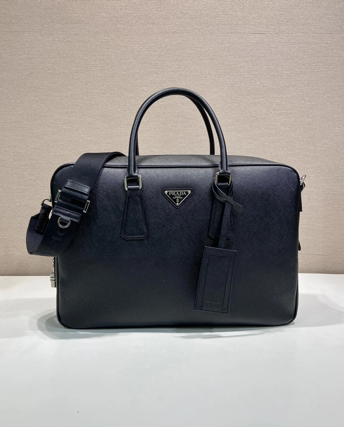 Prada Saffiano Leather Work Bag — Black product view 1