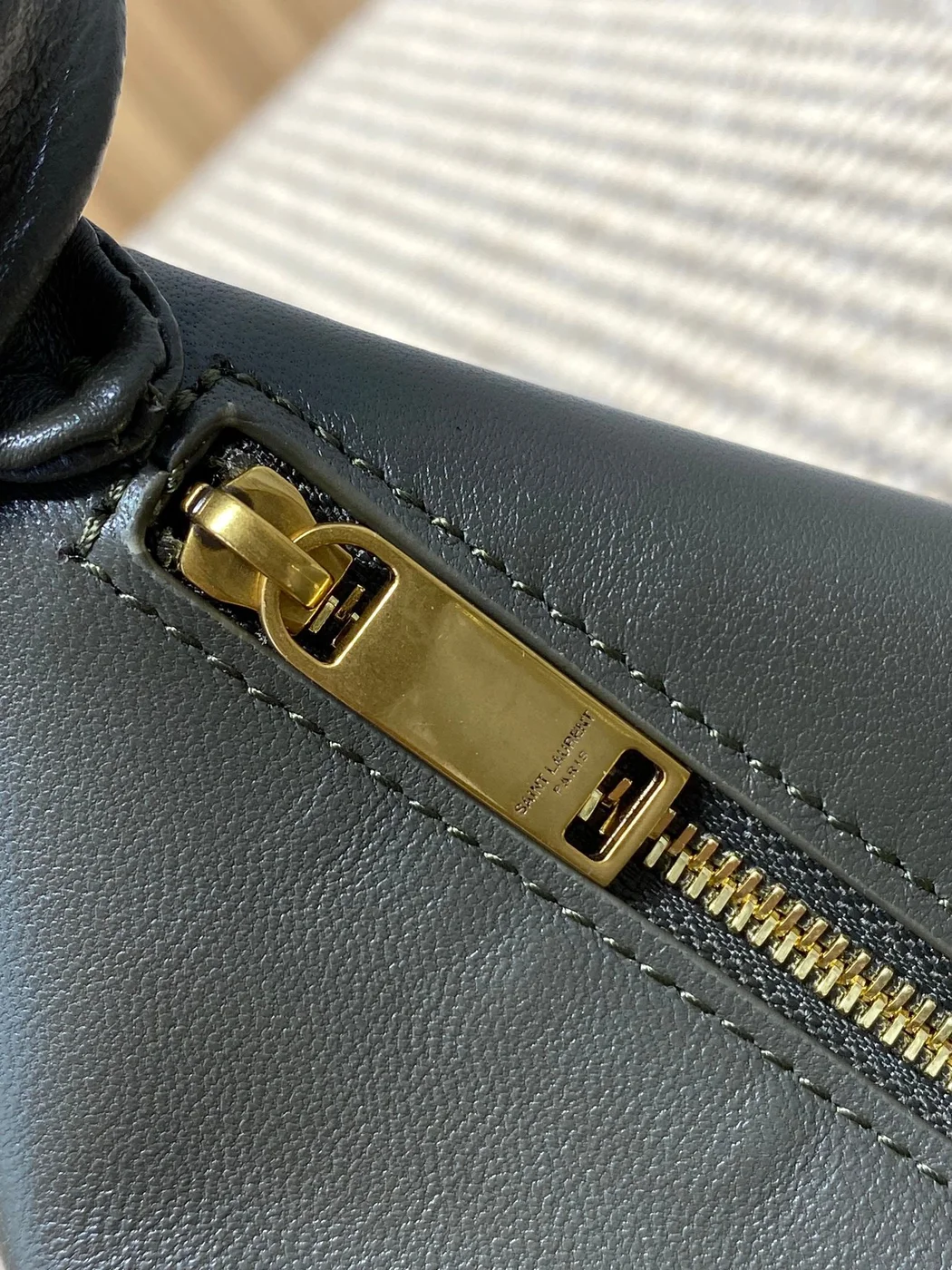 Saint Laurent Amalia Mini Hobo Bag — Olive product view 6