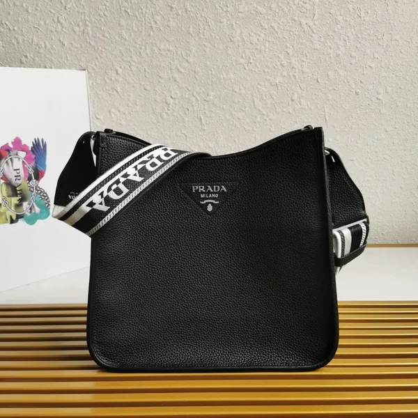 Prada Hobo Bag in Black Grained Leather product view 4