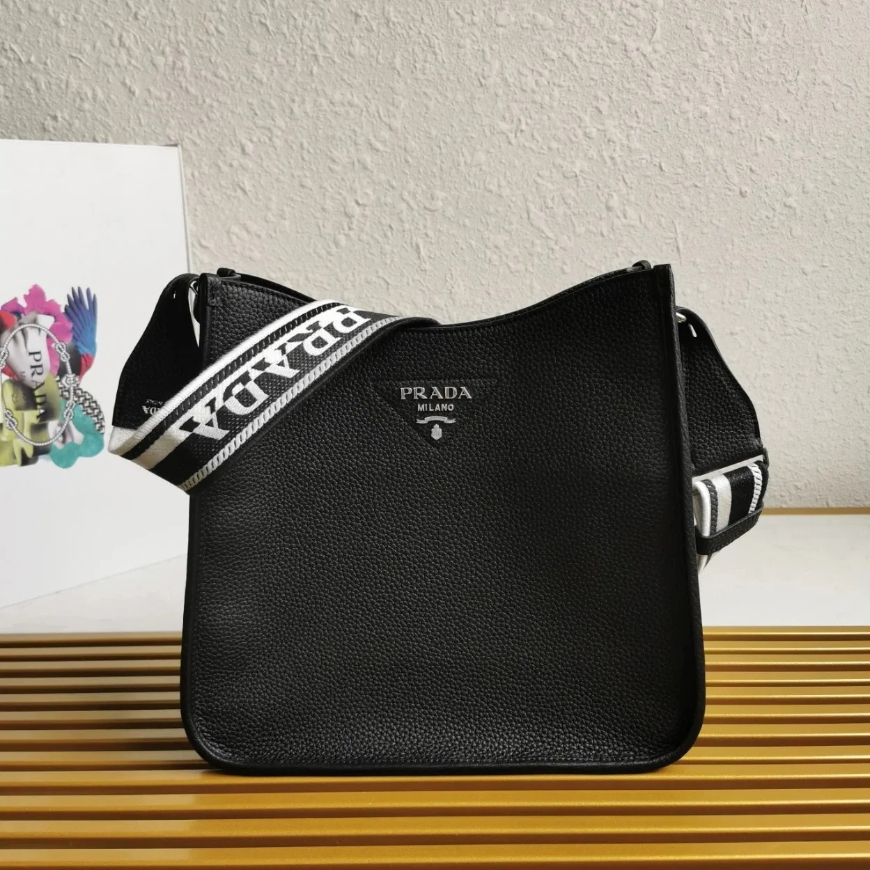 Prada Hobo Bag in Black Grained Leather product view 4