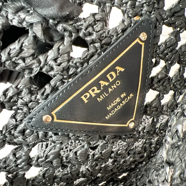 Prada Crochet Tote Bag in Black Raffia-effect Yarn product view 10