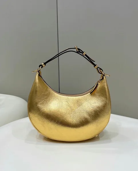 Fendi Fendigraphy Small Hobo Bag In Gold Metallic Leather product view 3