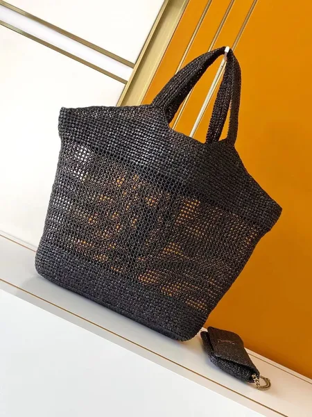 Saint Laurent Icare Maxi Tote Bag in Black Raffia product view 9