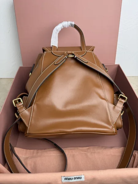 Miu Miu Large Backpack in Brown Calfskin product view 4