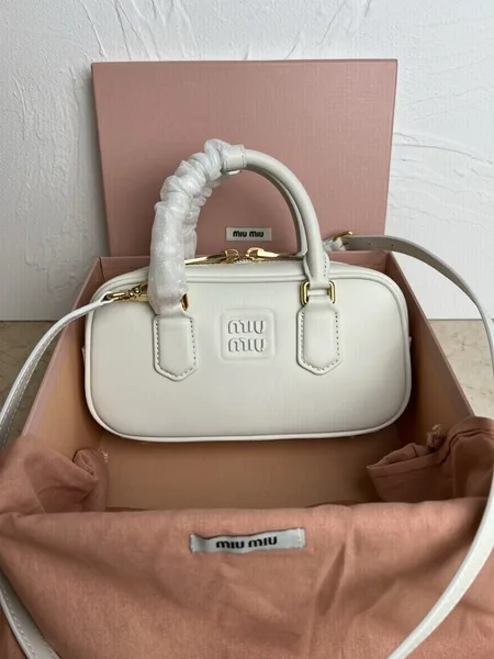 Miu Miu Arcadie Medium Bag in White Leather product view 2